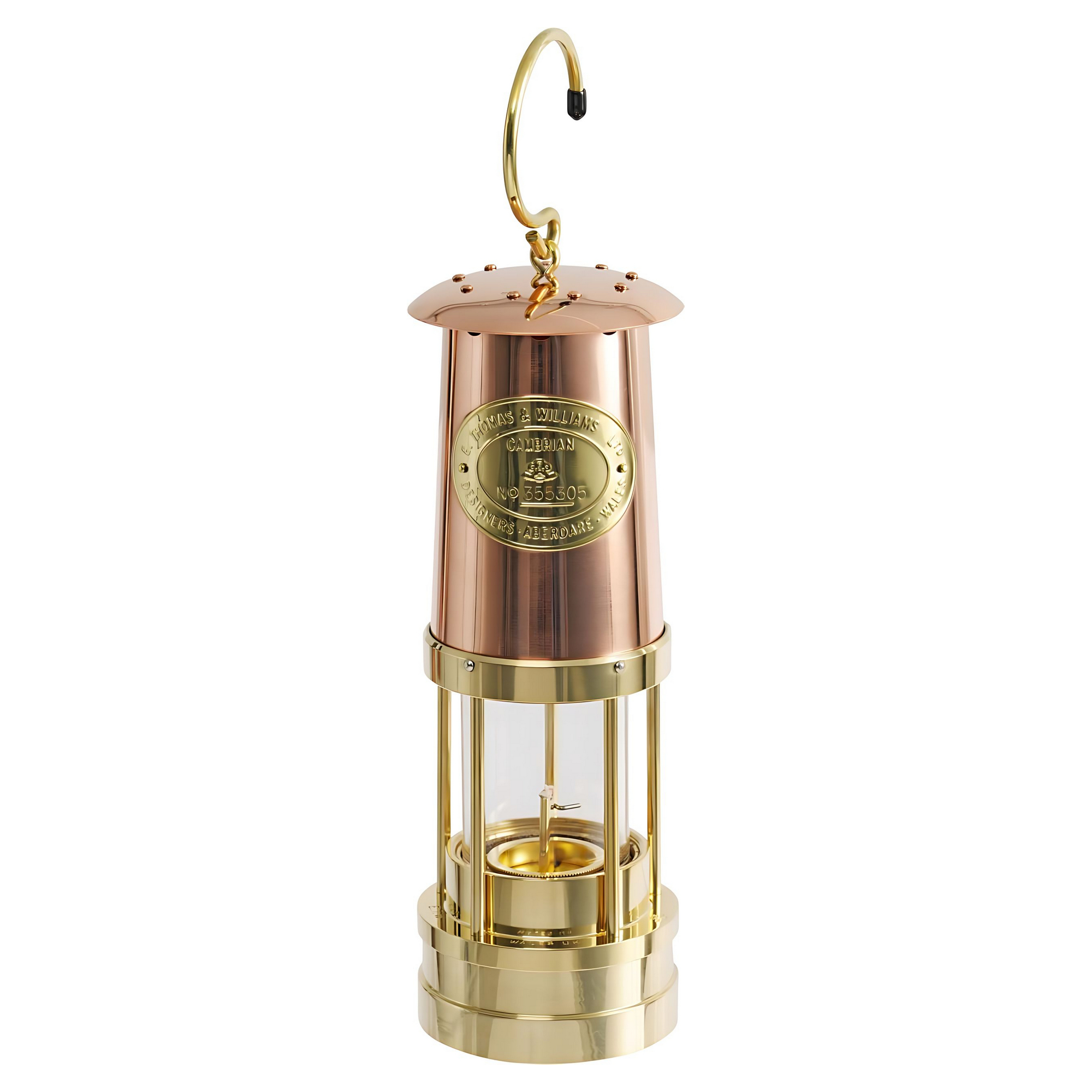 Лампа Дэви E.Thomas&Williams 4126M Cambrian Miners Ø90х250мм 15-20ч 100мл шахтерская с верхом из меди для Благодатного/Олимпийского огня