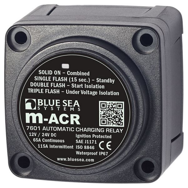 Blue Sea Зарядное реле влагозащищённое Blue Sea Mini ACR 7601 12/24 В 65 А