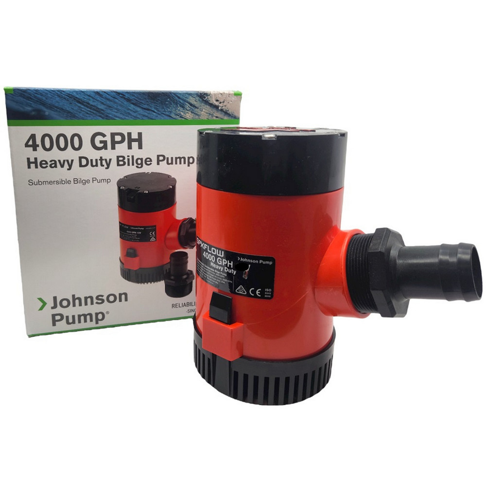 Помпа трюмная Johnson Pump 32-4000-02 Heavy Duty Bilge 4000GPH 24В 7,5А 252л/мин под шланг Ø30/50мм погружная высокопроизводительная