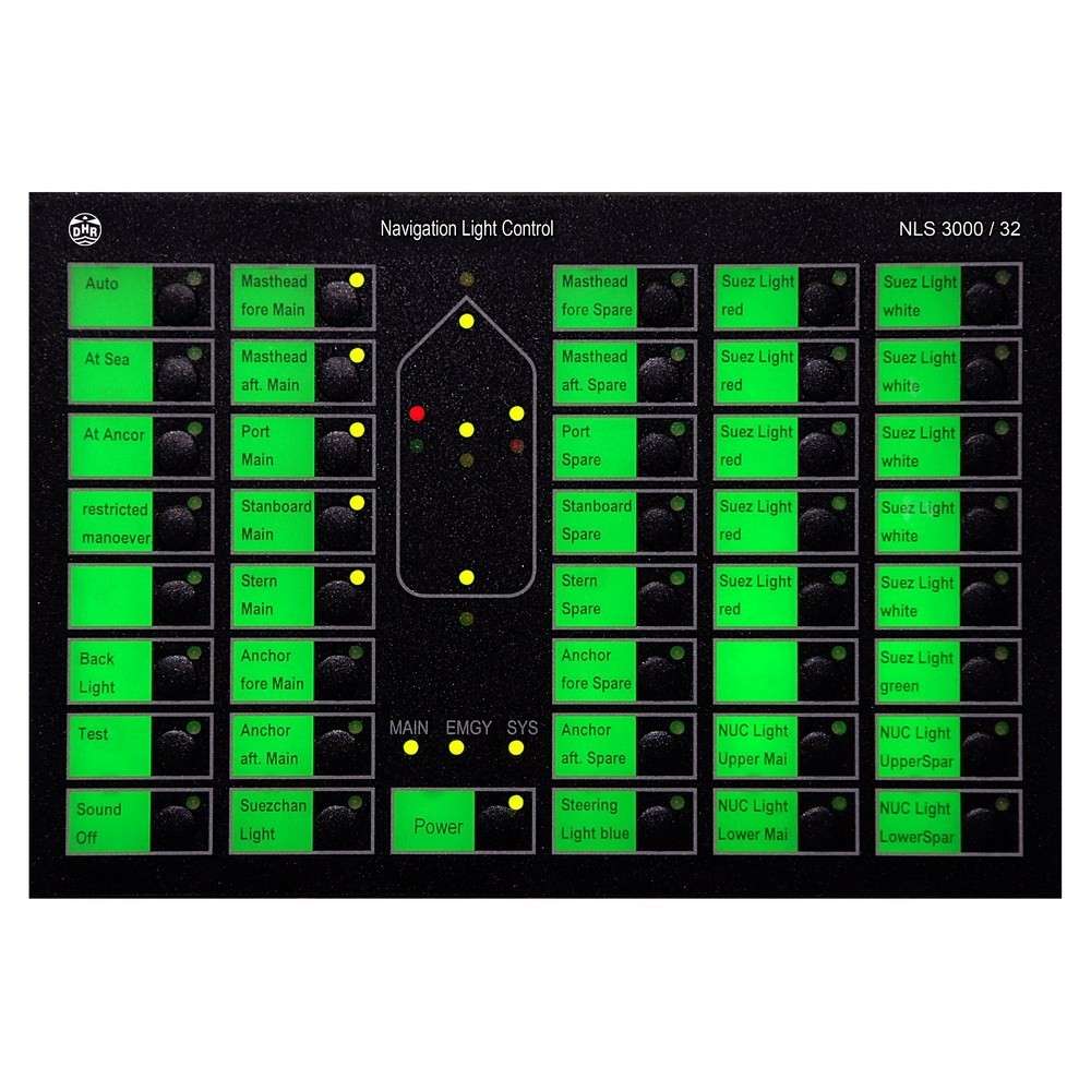 Контрольная панель DHR NLS3000 NLS3000/24 176,5 x 144 x 60 мм 24/115/230 В для 24 навигационных огней