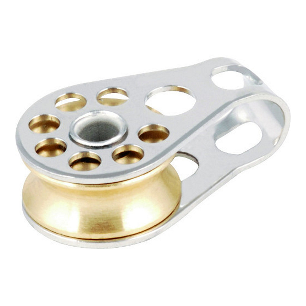 Блок одношкивный однообушковый шарикоподшипниковый Allen Brothers A4080 28,3мм шкив Ø16мм для троса Ø5мм 275кг из латуни и нержавеющей стали