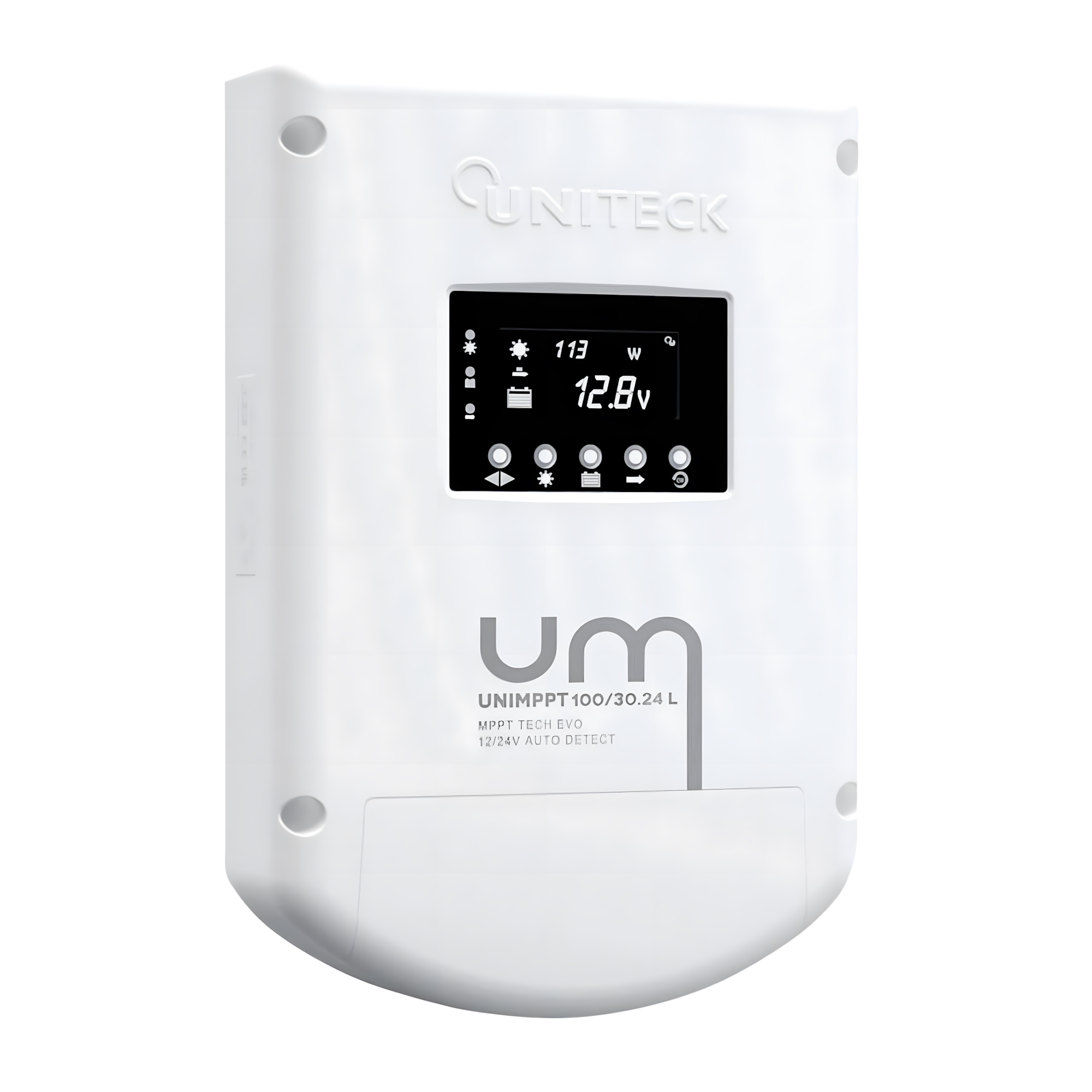 Солнечный контроллер заряда аккумулятора Uniteck UNIMPPT 100/30.24L 3300 IP32 12/24В 30А белый цвет Солнечный контроллер заряда аккумулятора Uniteck UNIMPPT 100/30.24L 3300 IP32 12/24В 30А белый цвет