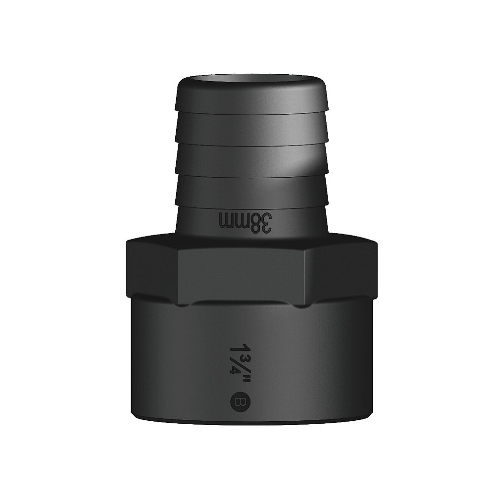 Штуцер прямой TruDesign 90969 под шланг Ø38мм 86мм 1"3/4 внутренняя резьба из черного нейлона