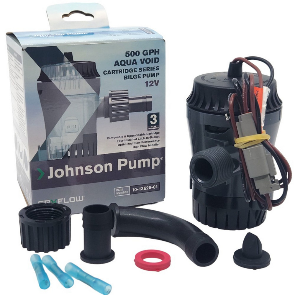 Картриджный погружной трюмный насос Johnson Pump Aqua Void Cartridge Bilge 10-13626-01 500GPH 12В 2,7А 38л/мин под шланг Ø19мм корпус из АБС-пластика