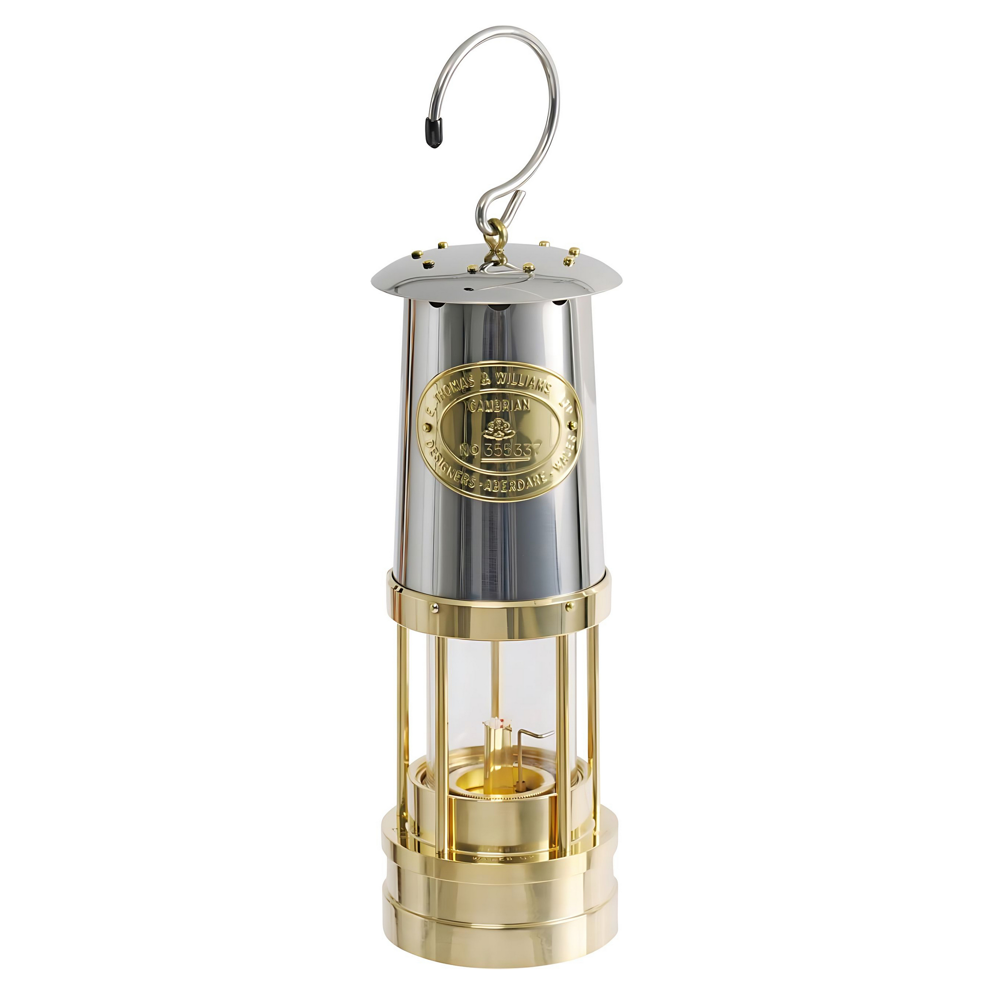 Лампа Дэви E.Thomas&Williams 4126N Cambrian Miners Ø90х250мм 15-20ч 100мл шахтерская с верхом из нержавеющей стали для Благодатного/Олимпийского огня