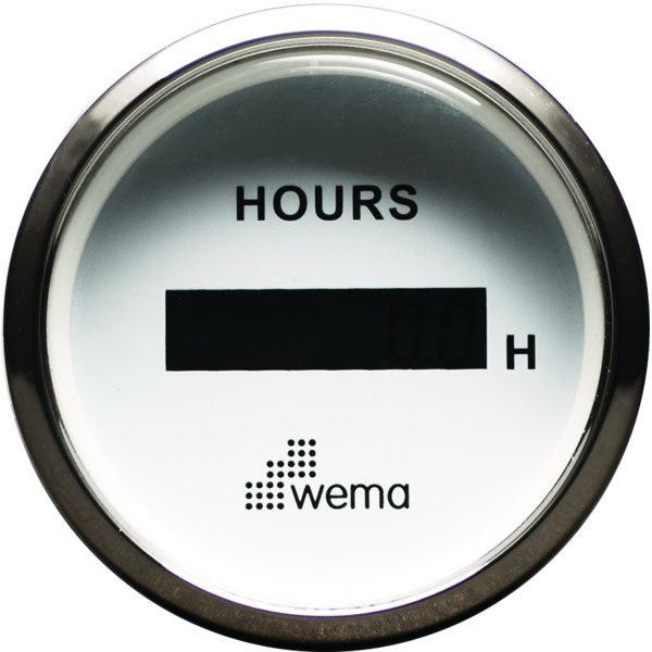 Wema Счетчик моточасов с ЖК-дисплеем белый/серебряный Wema ICUR-WS 12/24 В 52 мм