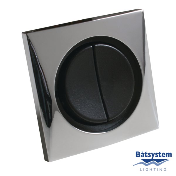 Batsystem Выключатель двухклавишный Batsystem B4870-2C хромированный корпус чёрные клавиши