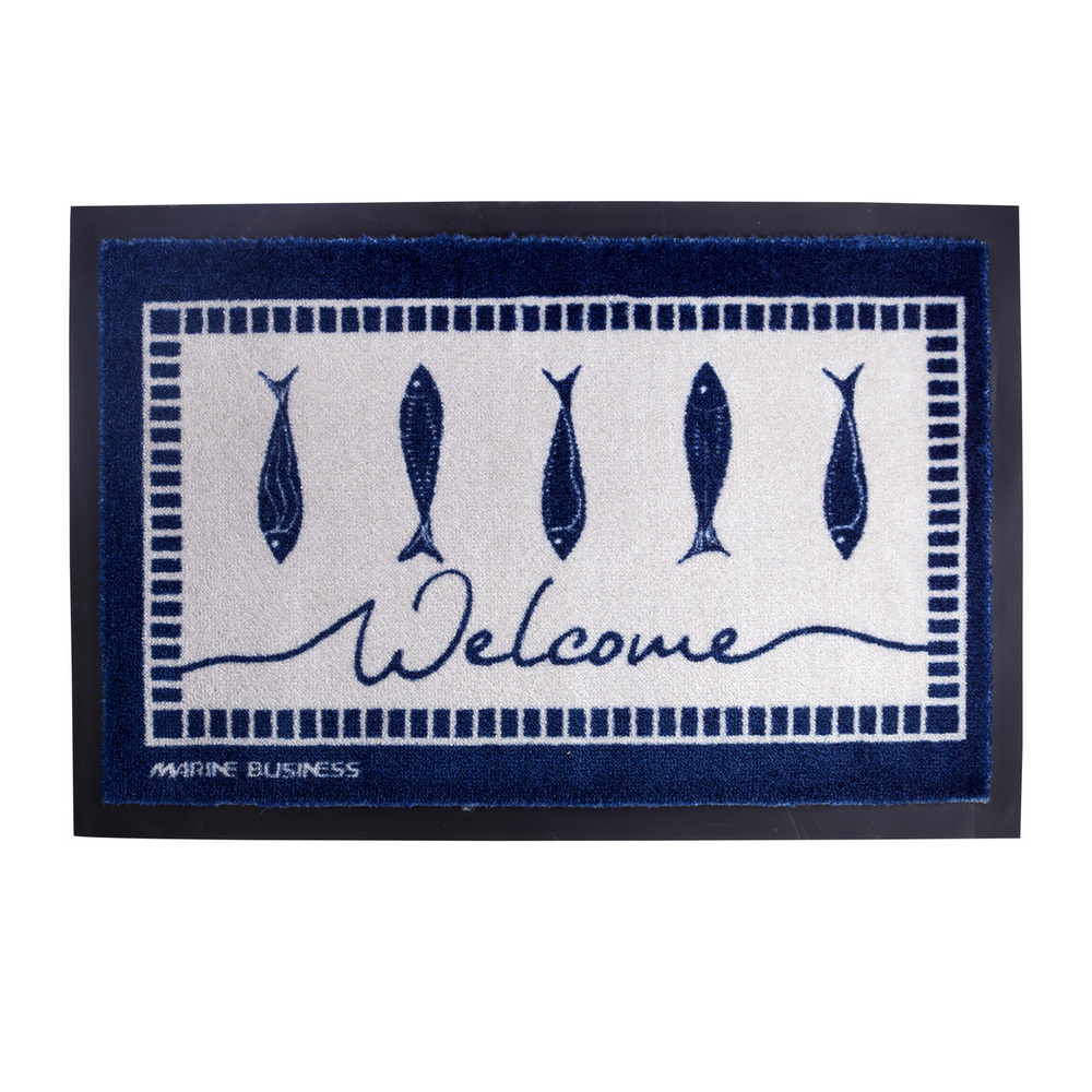 Дверной нескользящий коврик "Fish" из полиамида Marine Business Welcome 41266 700x500мм синий