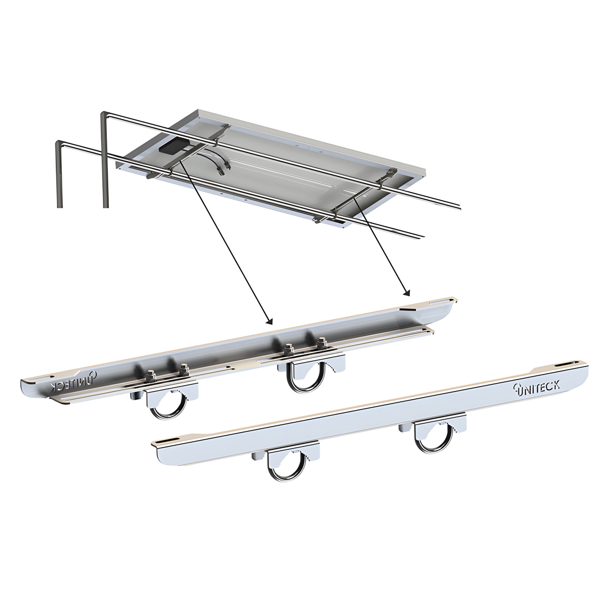 Монтажный кронштейн Uniteck Unifix 100WP 0859 диаметр труб 20-45мм для крепления солнечных панелей нержавеющая сталь 316L серебристый цвет