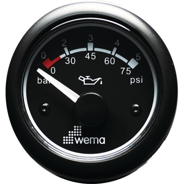 Wema Индикатор давления масла чёрный Wema IORP-BB-0-5 12/24 В 0 - 5 бар