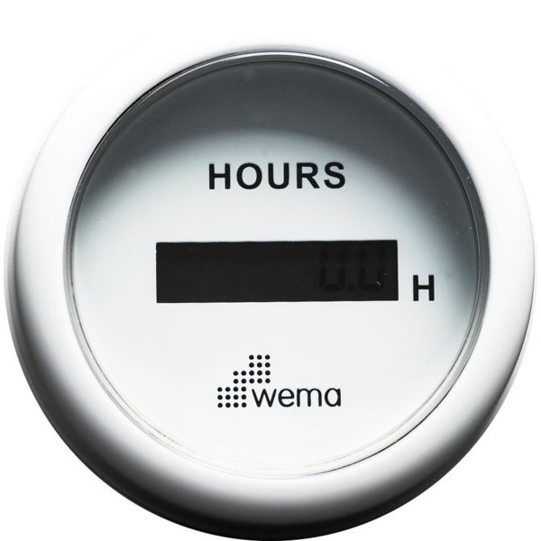 Wema Счетчик моточасов с ЖК-дисплеем белый Wema ICUR-WW 12/24 В 52 мм