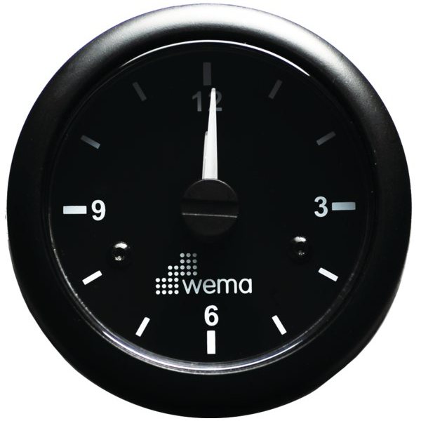 Wema Кварцевые часы чёрные Wema IMCR-BB 12/24 В 52 мм