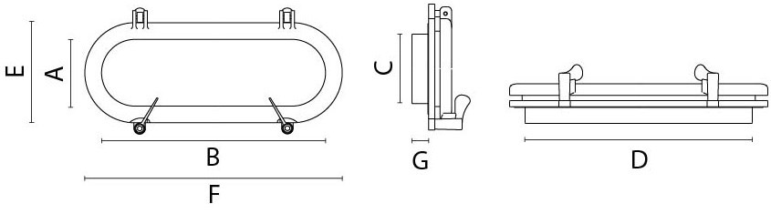 Иллюминатор открывающийся Foresti & Suardi 6C.50.L 170 х 482 х 3 мм из полированной латуни