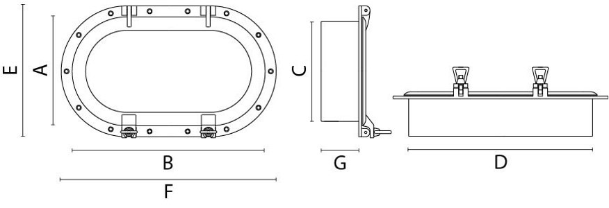 Иллюминатор открывающийся Foresti & Suardi 5.24.C 107 х 240 х 4 мм из хромированной латуни
