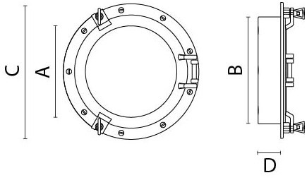 Иллюминатор открывающийся Foresti & Suardi 7A.25.L 264 х 4 мм из полированной латуни