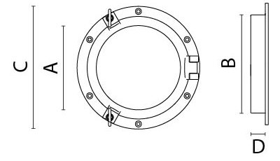 Иллюминатор круглый Foresti & Suardi 8D.16.L 150 х 4 мм из полированной латуни