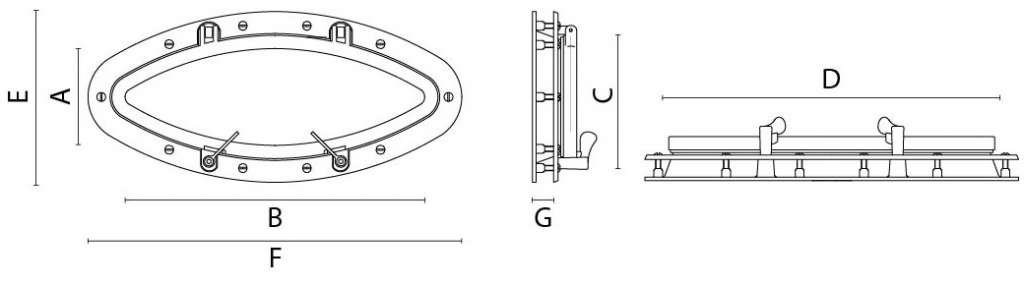 Иллюминатор открывающийся Foresti & Suardi 10B.25.L 255 х 523 х 4 мм из полированной латуни