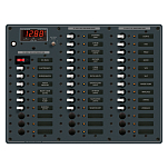 Панель выключателей 35 позиционная Blue Sea Traditional Metal 8382 12/24В 100А вольтметр-амперметр/26 автоматов для 3 АКБ 375x286мм