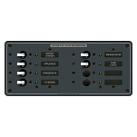 Панель выключателей 8 позиционная Blue Sea Traditional Metal 8511 230В 100А 6 автоматов 267x114мм