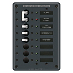 Панель выключателей 6 позиционная Blue Sea Traditional Metal 8127 230В 100А 1 основной + 3 дополнительных автомата 133x190,5мм
