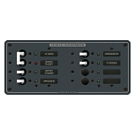 Панель выключателей 6 позиционная Blue Sea Traditional Metal 8512 230В 100А 1 основной + 4 дополнительных автомата 267x114мм