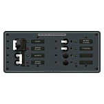 Панель выключателей для 2 источников питания Blue Sea Traditional Metal 8599 230В 8/16А 2 автомата/2 пустых слота 267x114мм
