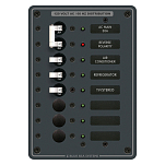 Панель выключателей 6 позиционная Blue Sea Traditional Metal 8027 120В 30А 1 основной + 3 дополнительных автомата 133x190,5мм