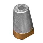 Цинковый конический анод Tecnoseal Radice 00415 резьба 36x3мм Ø74мм с латунной заглушкой для гребных валов Ø50мм