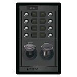 Панель выключателей Blue Sea 360 Panel System 1498 12В 90А 8 автоматов/2 USB/1 розетка прикуривателя 124x197мм