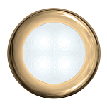 Светильник врезной водонепроницаемый LED Hella Marine Slim Line 2XT 980 500-031 12В 0,5Вт круглый позолоченный корпус из нержавеющей стали холодный белый свет