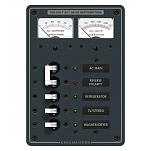 Панель выключателей 3 позиционная Blue Sea Traditional Metal 8509 230В 100А амперметр/вольтметр + 1 основной/3 дополнительных автомата 133x190,5мм