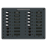 Панель выключателей 16 позиционная Blue Sea Traditional Metal 8561 230В 100А 10 автоматов 267x190,5мм