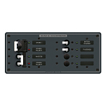 Панель выключателей для 2 источников питания Blue Sea Traditional Metal 8499 120В 15/30А 2 автомата/2 пустых слота 267x114мм