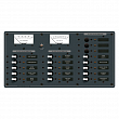 Панель выключателей 18 позиционная Blue Sea Traditional Metal 8378 12В 100А вольтметр/амперметр/15 автоматов для 3 АКБ 375x190,5мм