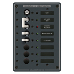 Панель выключателей с дифавтоматом Blue Sea Traditional Metal 8101 120В 30А 30мА 2 автомата/3 пустых слота 133x190,5мм