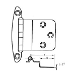 Петля для люков из полированной латуни Marine Quality 82140 48 x 38 мм