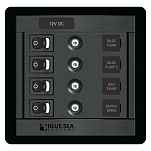 Панель выключателей Blue Sea 360 Panel System 1455 12В 40А 4 автомата/4 выключателя 124x121мм