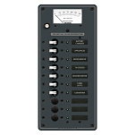 Панель выключателей 10 позиционная Blue Sea Traditional Metal 8478 120В 100А амперметр/7 автоматов 133x286мм