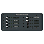 Панель выключателей 8 позиционная Blue Sea Traditional Metal 8411 120В 100А 6 автоматов 267x114мм