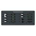 Панель выключателей 6 позиционная Blue Sea Traditional Metal 8412 120В 100А 1 основной + 4 дополнительных автомата 267x114мм