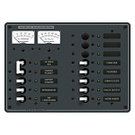 Панель выключателей 11 позиционная Blue Sea Traditional Metal 8076 120В 100А амперметр/вольтметр + 1 основной/8 дополнительных автоматов 267х190,5мм