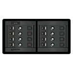 Панель выключателей Blue Sea 360 Panel System 1456 12В 80А 8 автоматов/8 выключателей 235x121мм