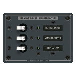 Панель выключателей Blue Sea Traditional Metal 8058 120В 100А 3 автомата 133x95мм
