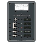 Панель выключателей с дифавтоматом Blue Sea Traditional Metal 8102 120В 30А 30мА вольтметр/2 автомата 133x190,5мм