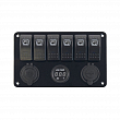 Панель выключателей с вольтметром USB выходом и розеткой Marine Quality 12/24В от 10 до 20 А
